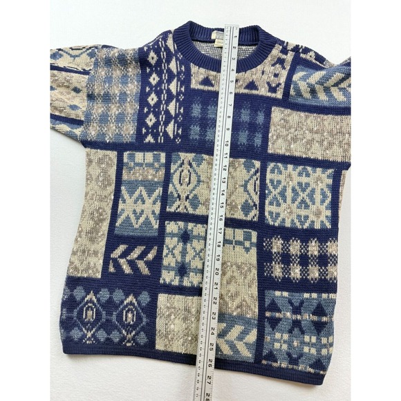ARIELLE Vintage 80s Geo Pattern‎ Sweater Womens Blue USA MADE Acrylic Size M - Picture 6 of 6